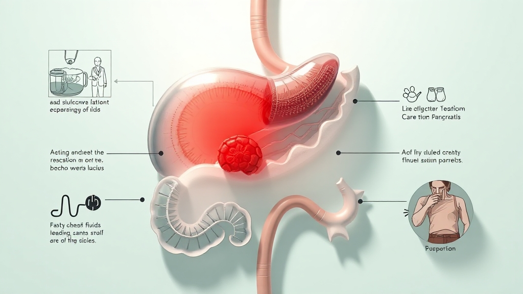 췌장염 치료: 단계별 방법 (illustration 스타일)