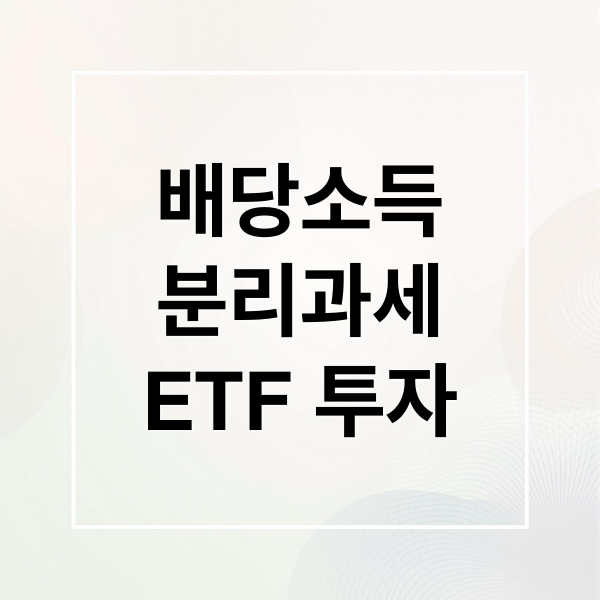 배당소득
분리과세
ETF 투자 (배당소득 분리과세 투자 ETF)