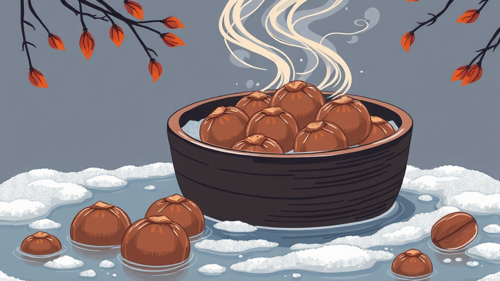 밤 삶는 시간 & 꿀팁 (illustration 스타일)