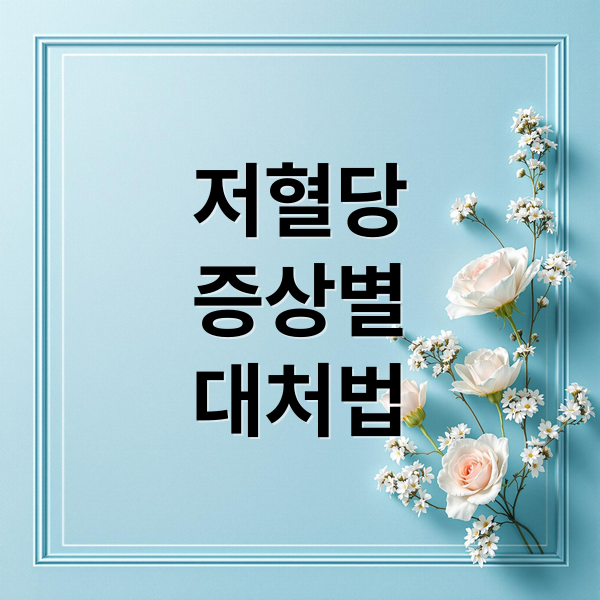 저혈당
증상별
대처법 (저혈당 증상 원인)