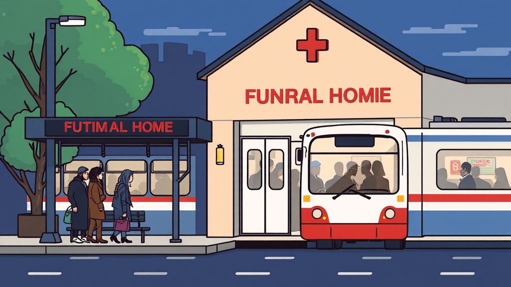 장례식장 위치 및 교통 (cartoon 스타일)