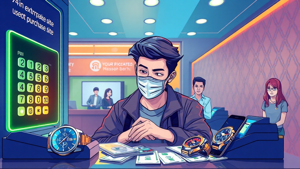 중고거래 & 매입 사이트 활용 (미우핀, 오렌지핀) (illustration 스타일)