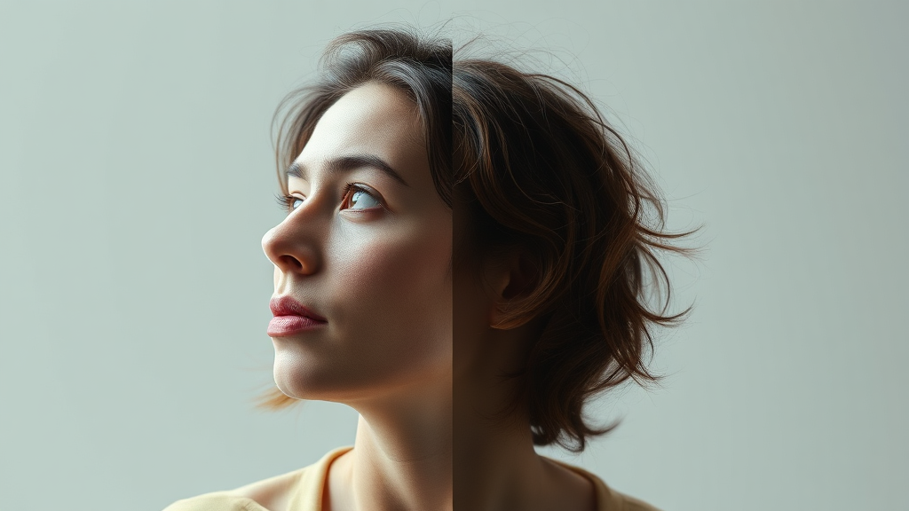 양극성 장애의 다양한 유형: 1형과 2형의 차이점 (realistic 스타일)
