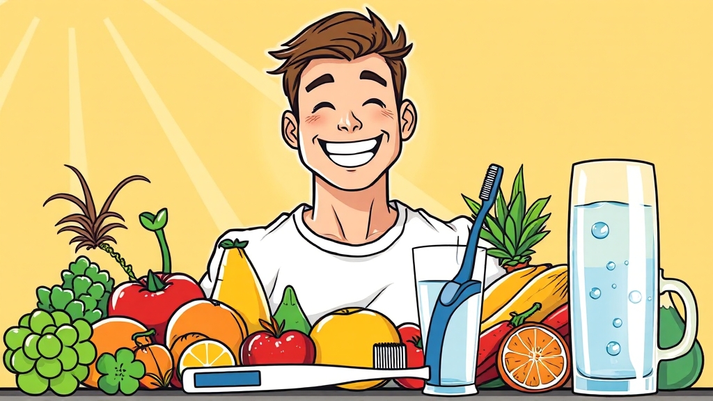 생활 속 입냄새 관리: 식습관과 습관 개선 (cartoon 스타일)