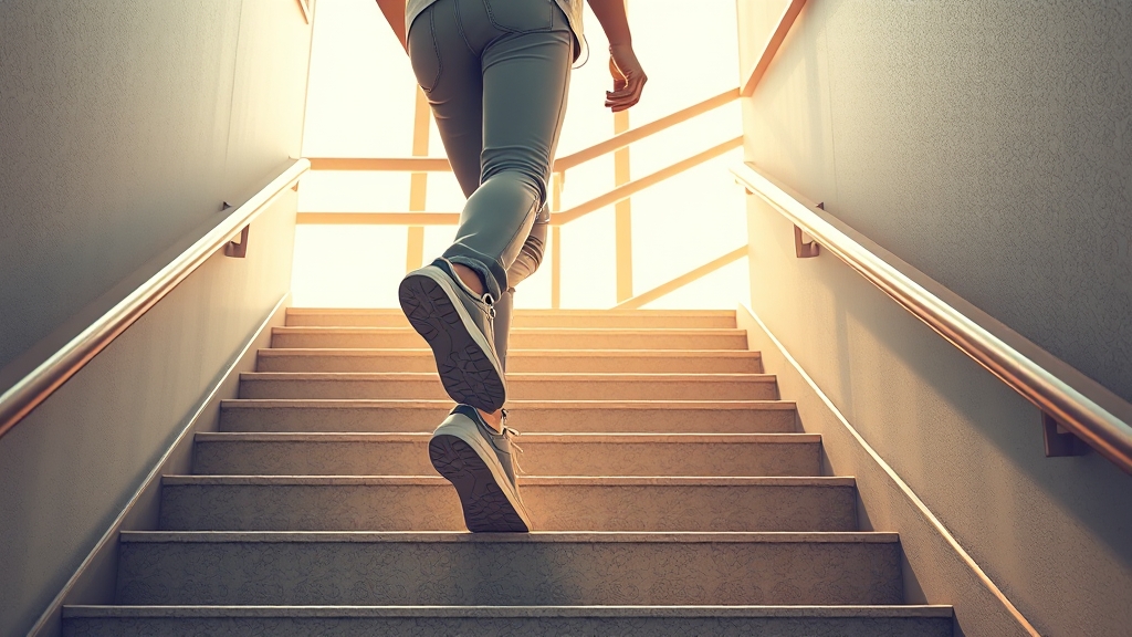 안전하게 계단 오르기 (illustration 스타일)