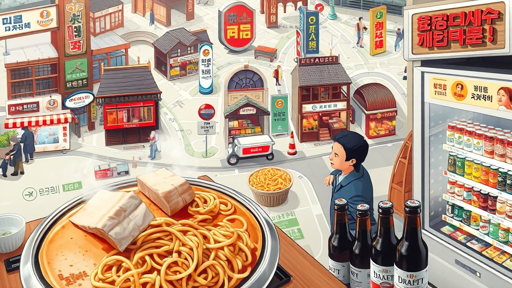 주변 식당 위치 및 접근성 (realistic 스타일)
