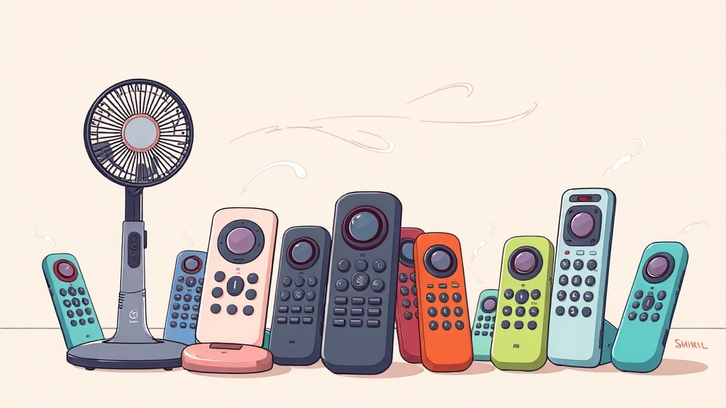 리모컨 모델별 핵심 기능 비교 (cartoon 스타일)