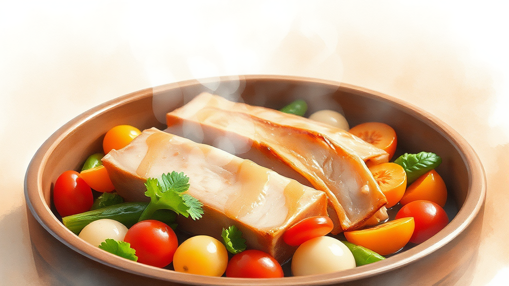 앞다리살 수육: 촉촉하고 부드러운 식감의 비결 (watercolor 스타일)