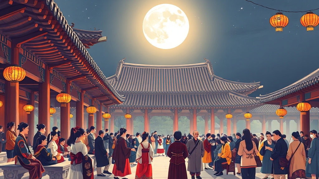 전통 공연과 기념품 (illustration 스타일)