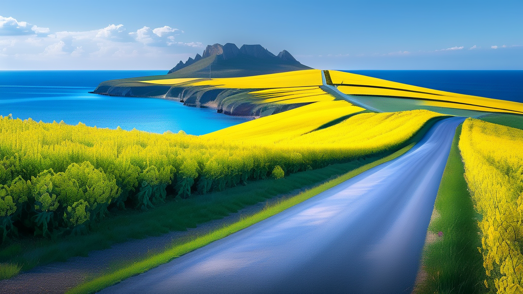 청산도 유채꽃 명소 및 추천 코스 (realistic 스타일)