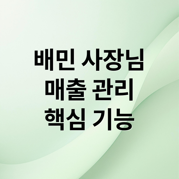 배민 사장님
매출 관리
핵심 기능 (배달의민족 사장님사이트)