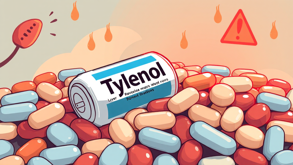 타이레놀 과용 & 부작용 (cartoon 스타일)