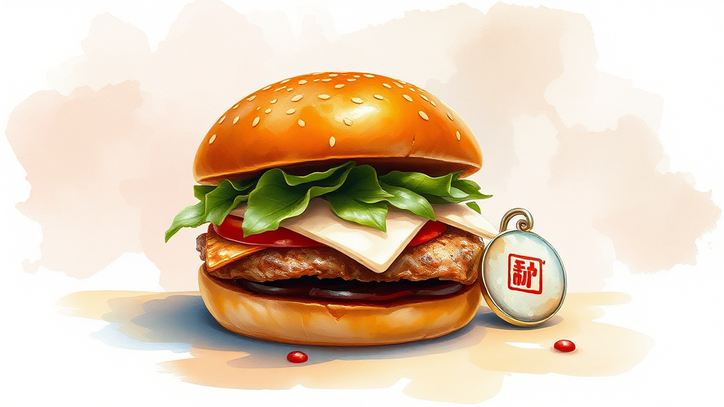 불대박 직화불고기 버거와 굿즈 세트 (watercolor 스타일)