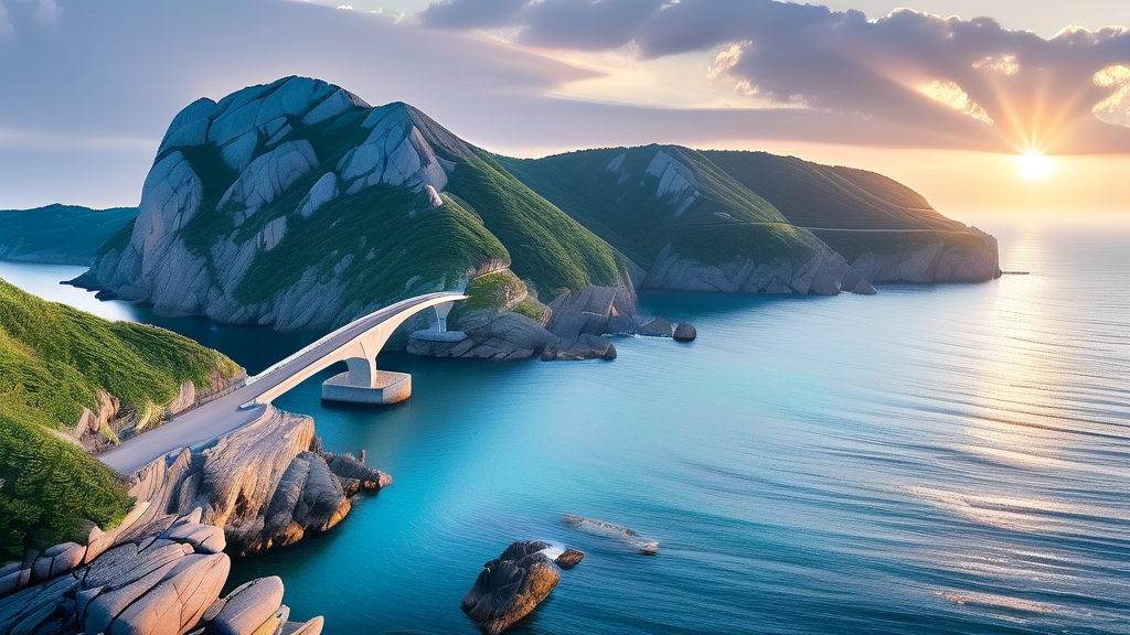 명사십리길 라이딩과 해안 도로 (realistic 스타일)