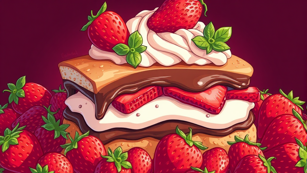 딸기시루 맛 평가 (illustration 스타일)