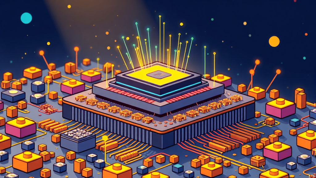 AI 반도체 기술의 핵심: 차세대 칩과 혁신적인 IP 분석 (cartoon 스타일)