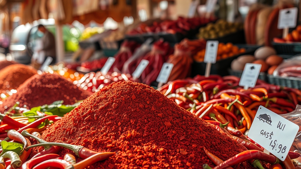 최근 고춧가루 시세는? (realistic 스타일)