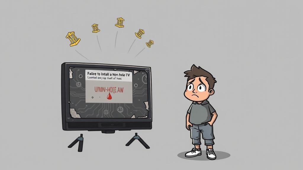 무타공 TV 설치, 실패 사례와 대처법 (cartoon 스타일)