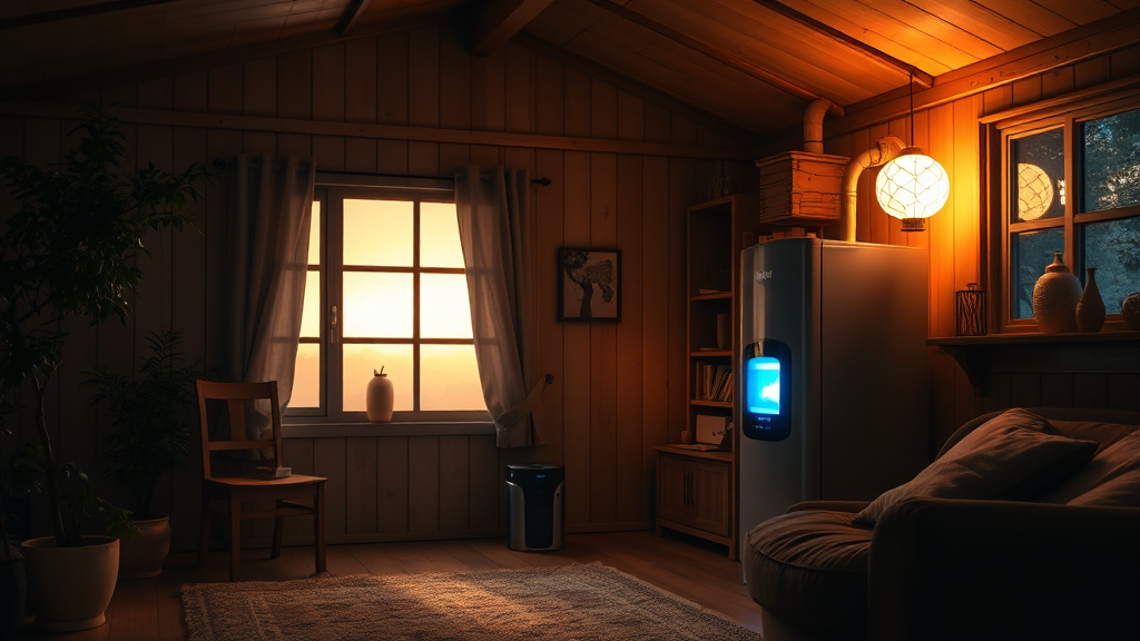 저소음 설계 및 안전 기능 (realistic 스타일)