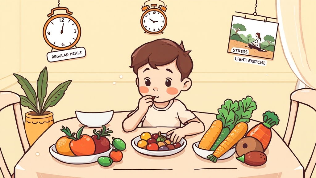 급체 예방을 위한 생활 습관 (cartoon 스타일)