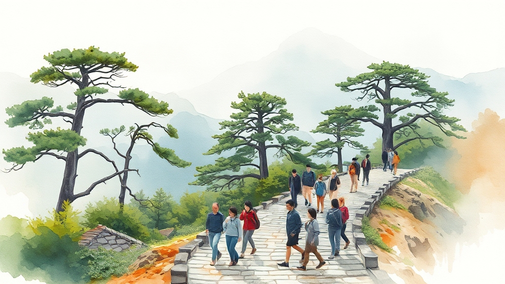 구상나무 대표목 및 연계 탐방지 (watercolor 스타일)