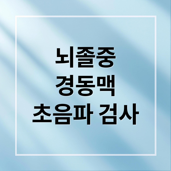뇌졸중
경동맥
초음파 검사 (경동맥 초음파 검사)