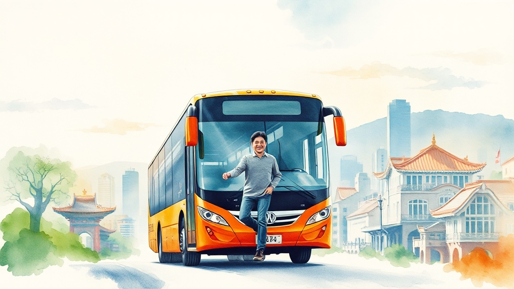 상담 버스, 어디서 만날 수 있나? (watercolor 스타일)