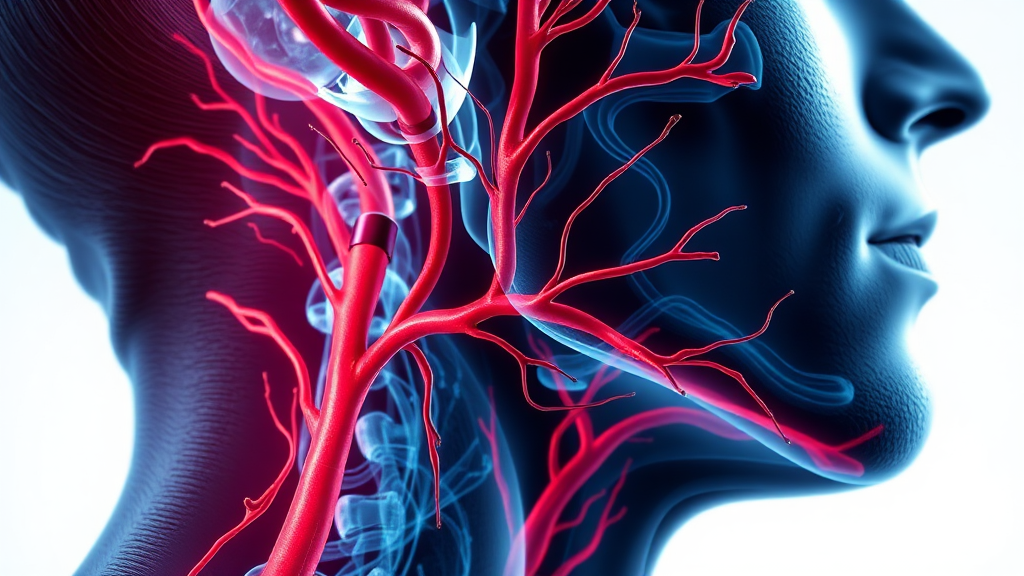 경동맥 역할과 뇌졸중 (realistic 스타일)