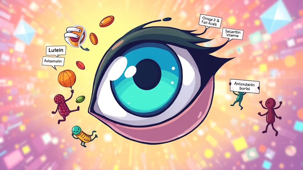 눈영양제 종류 섭취 40대를 위한 눈 건강 완벽 가이드 1 눈 건강 필수 영양소 (cartoon 스타일)