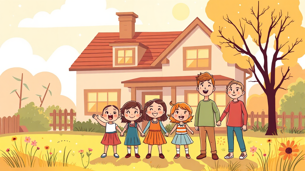 다자녀 주거 지원 정책 (illustration 스타일)