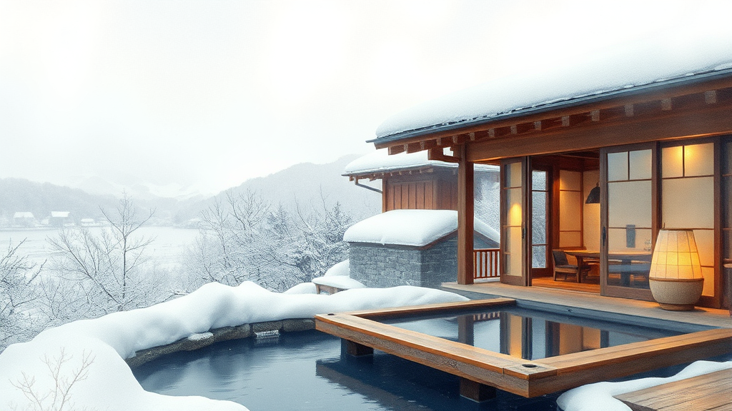 홋카이도 온천 추천 (watercolor 스타일)