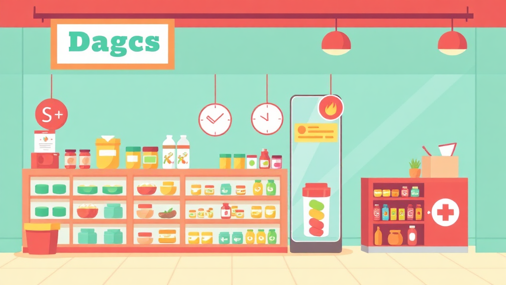 가격 및 구매 정보: 약국 vs 편의점 (cartoon 스타일)