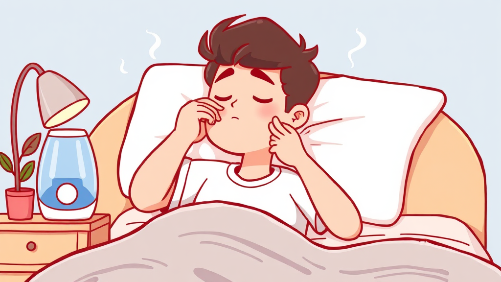 코막힘 완화를 위한 생활 습관 개선법 (cartoon 스타일)