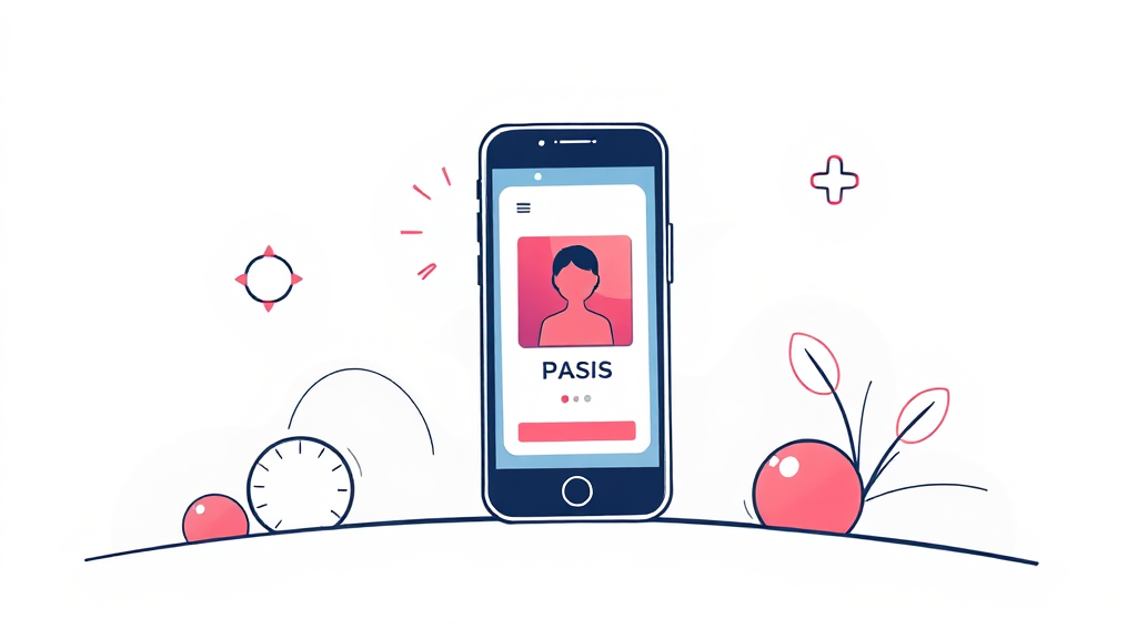 PASS 앱 모바일 신분증 발급 (illustration 스타일)