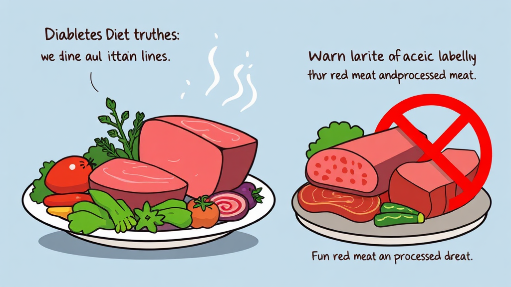 당뇨병 식단, 고기 섭취에 대한 오해와 진실 (illustration 스타일)