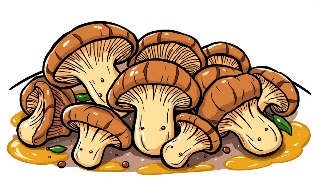 참송이버섯 요리법 (cartoon 스타일)
