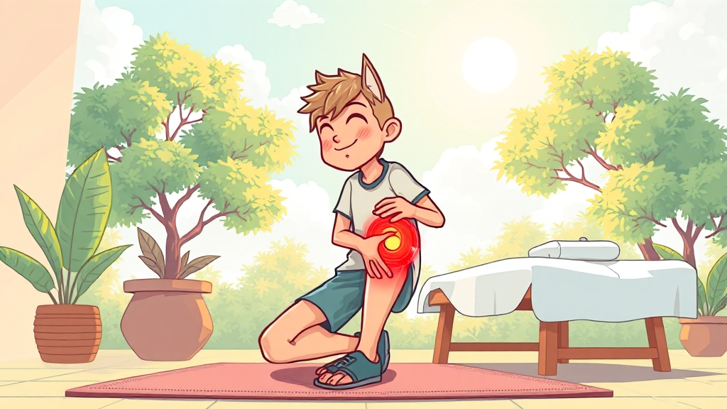 무릎 통증 대체 치료법 (cartoon 스타일)