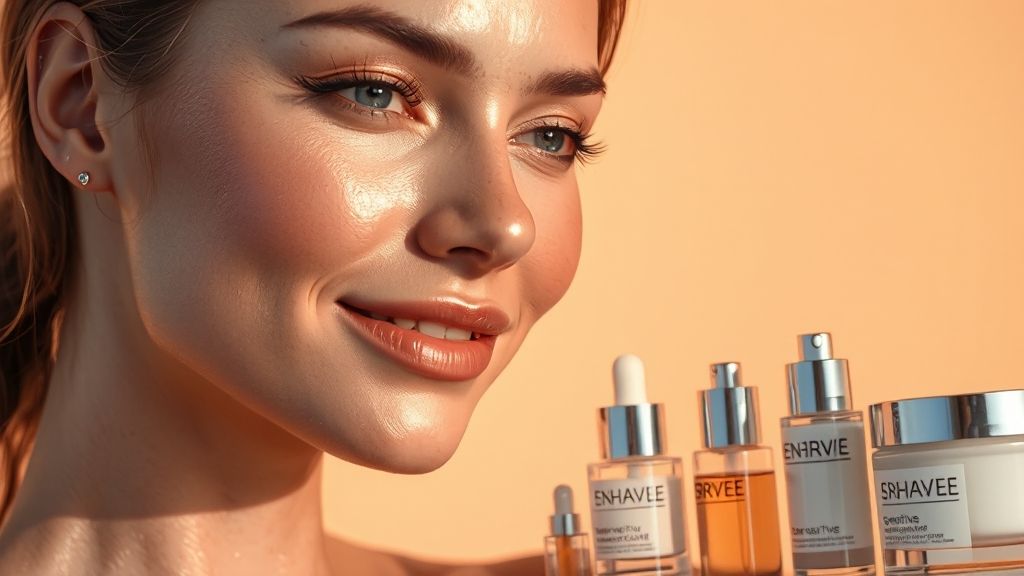 피부 타입별 세럼 & 에센스 선택법 (realistic 스타일)