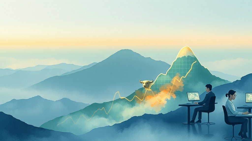 주가 상승, 왜 오를까? (watercolor 스타일)