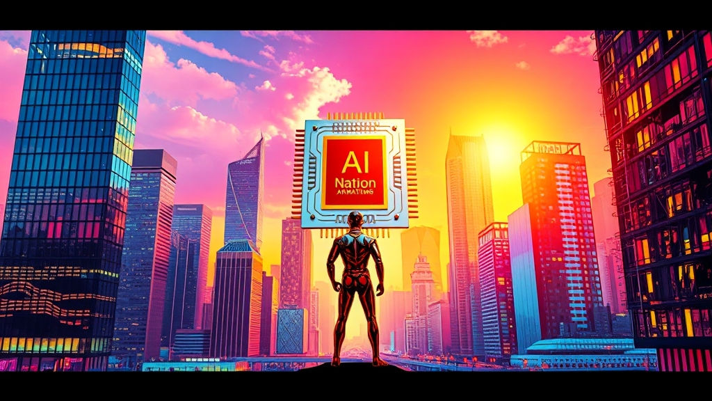 글로벌 기업, AI 기술 경쟁 (popart 스타일)