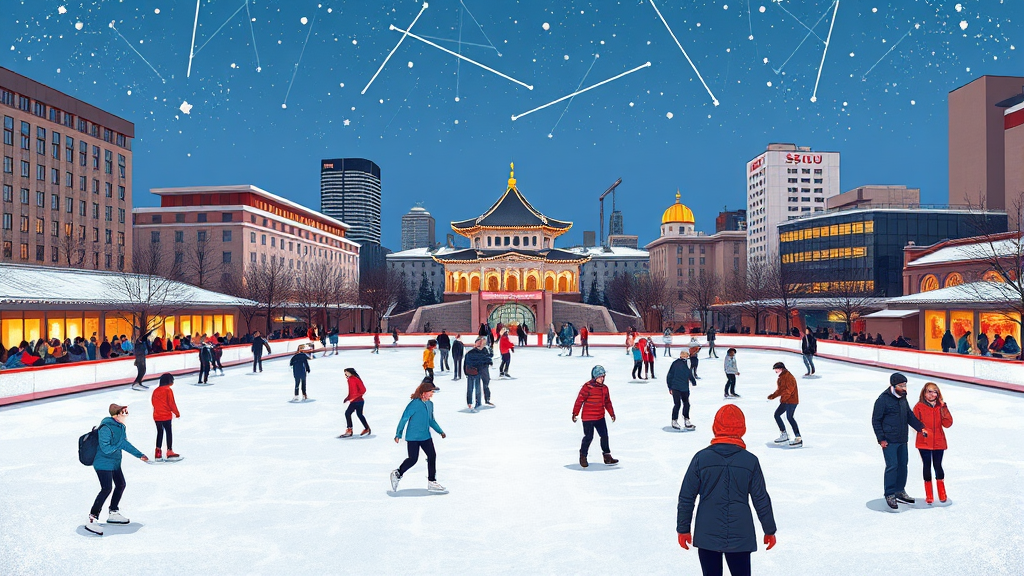 스케이트장 개장 및 운영 (cartoon 스타일)