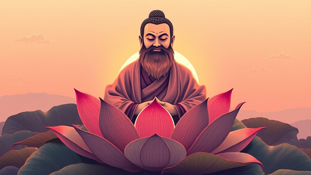 꿈속 스님의 모습 (illustration 스타일)