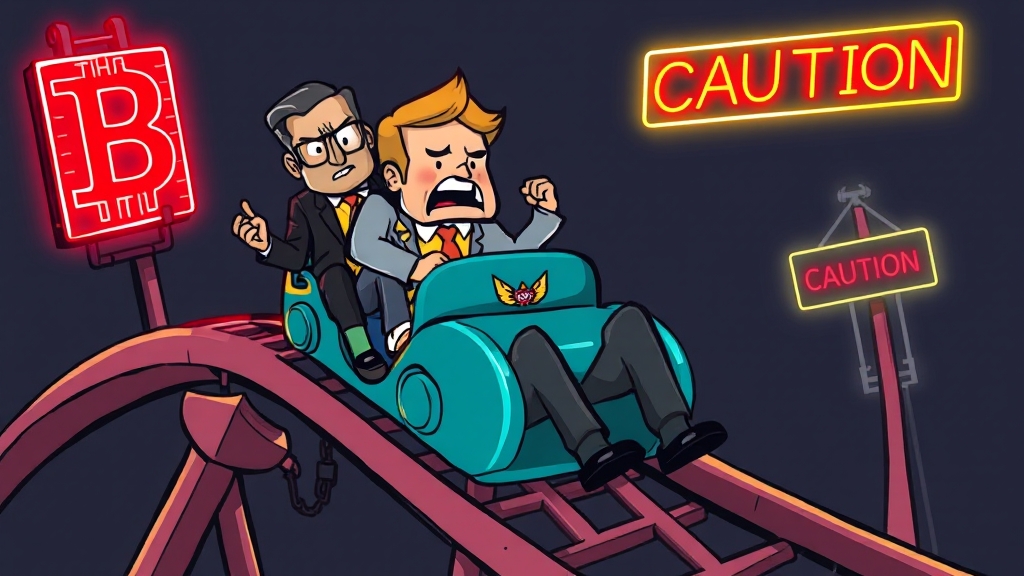 가상화폐 시장 분석 & 투자 고려 사항 (cartoon 스타일)