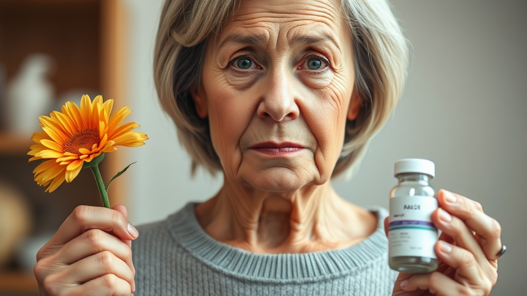 갱년기 호르몬 치료, 효과와 부작용은? (realistic 스타일)