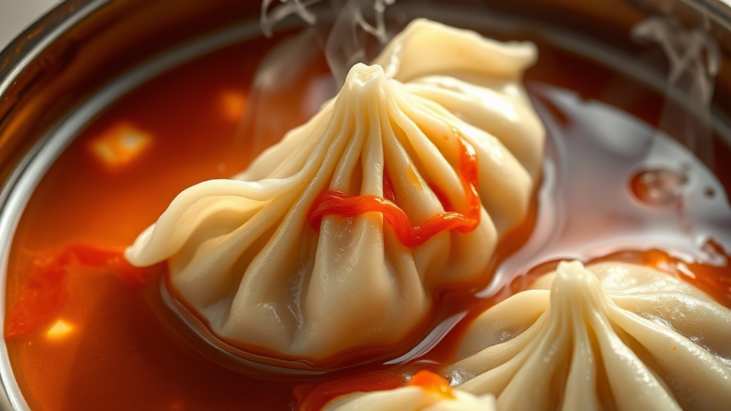 육수와 만두, 맛의 핵심 (realistic 스타일)