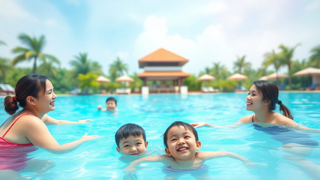 가족 여행객 추천 숙소 (watercolor 스타일)