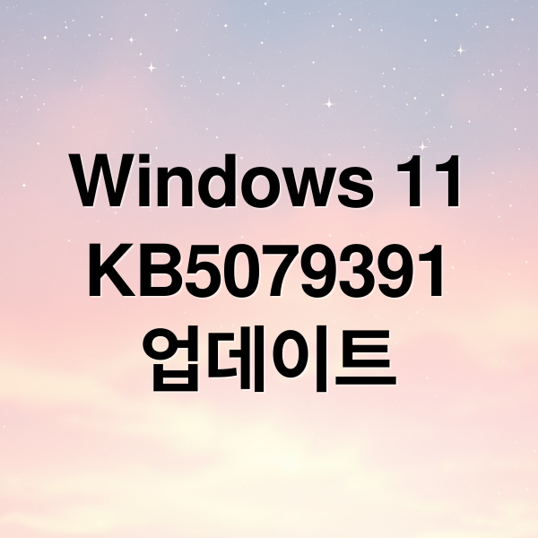 Windows 11
KB5079391
업데이트 (Windows 11 업데이트 KB5079391)