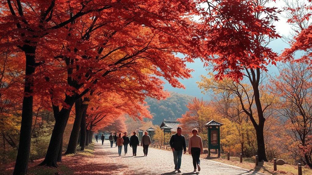 가을 여행의 꽃, 단풍 명소 추천 (realistic 스타일)