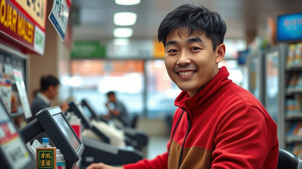 결말 속 이준호의 캐셔 생활 (realistic 스타일)