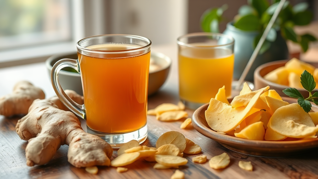생강차 외 생강 활용법 (realistic 스타일)